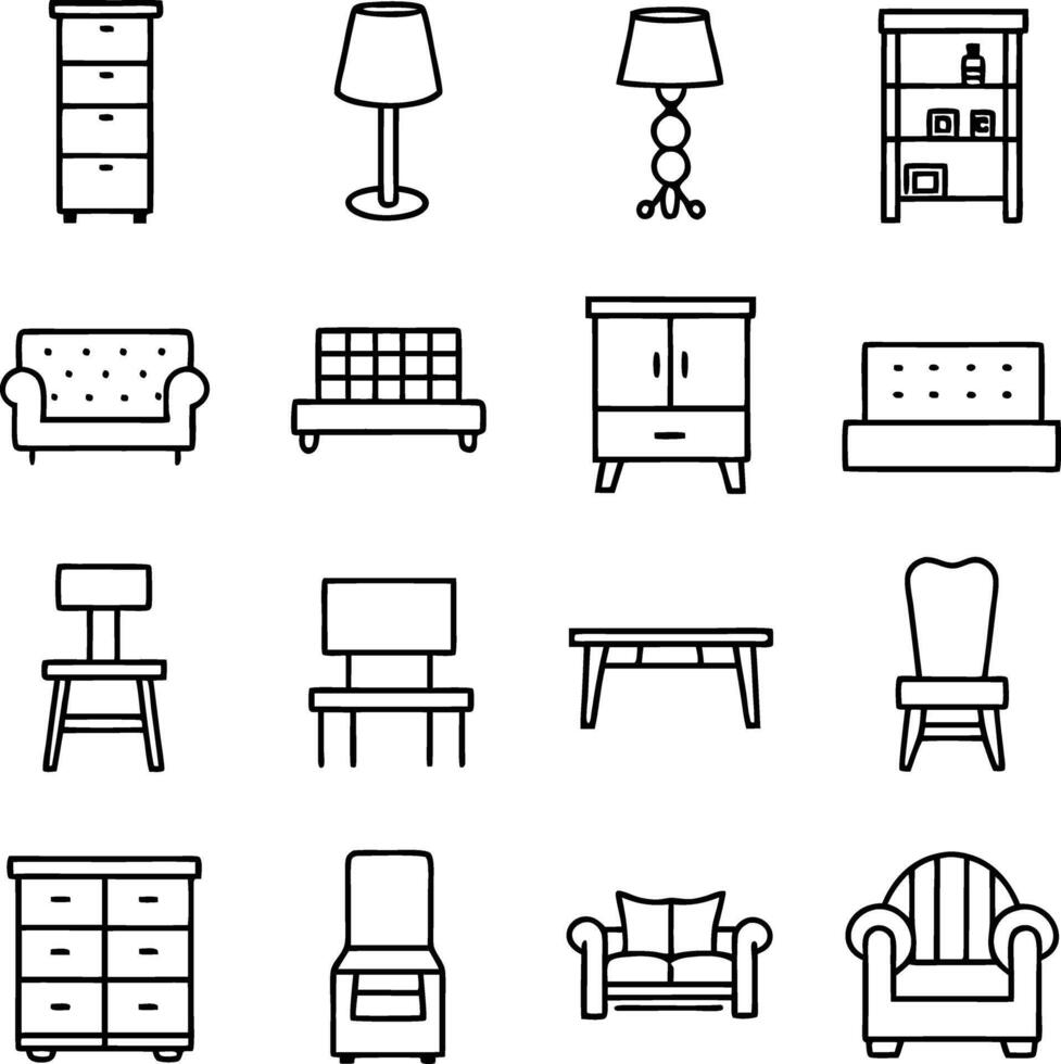 Stylish Furniture Line Drawings vector