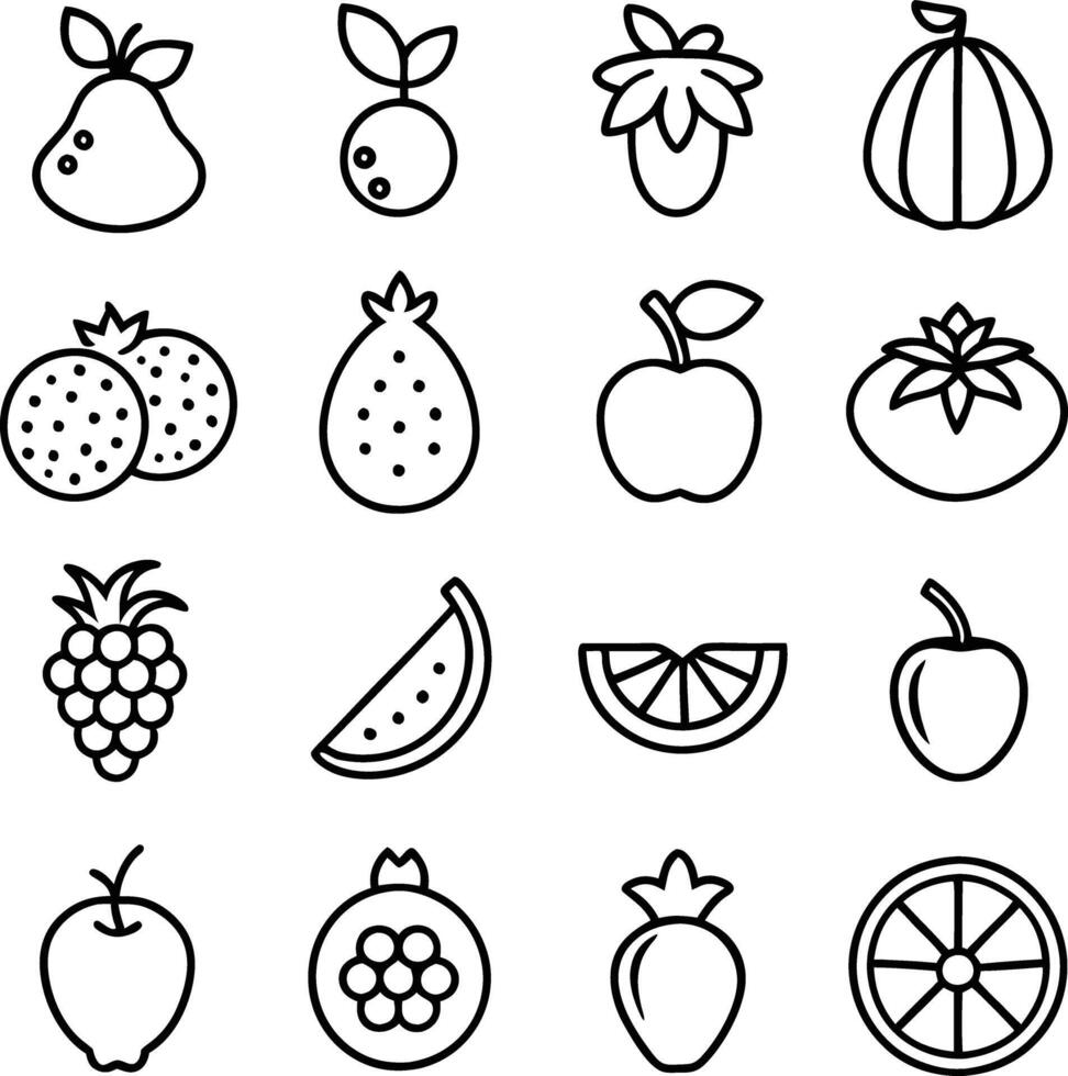 Stylish Fruit Symbols Artistic Set vector