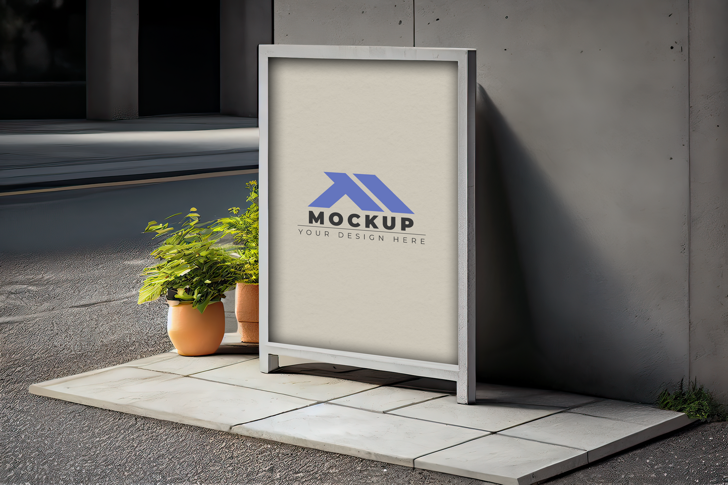 Mockup of a sign on the side of a building psd