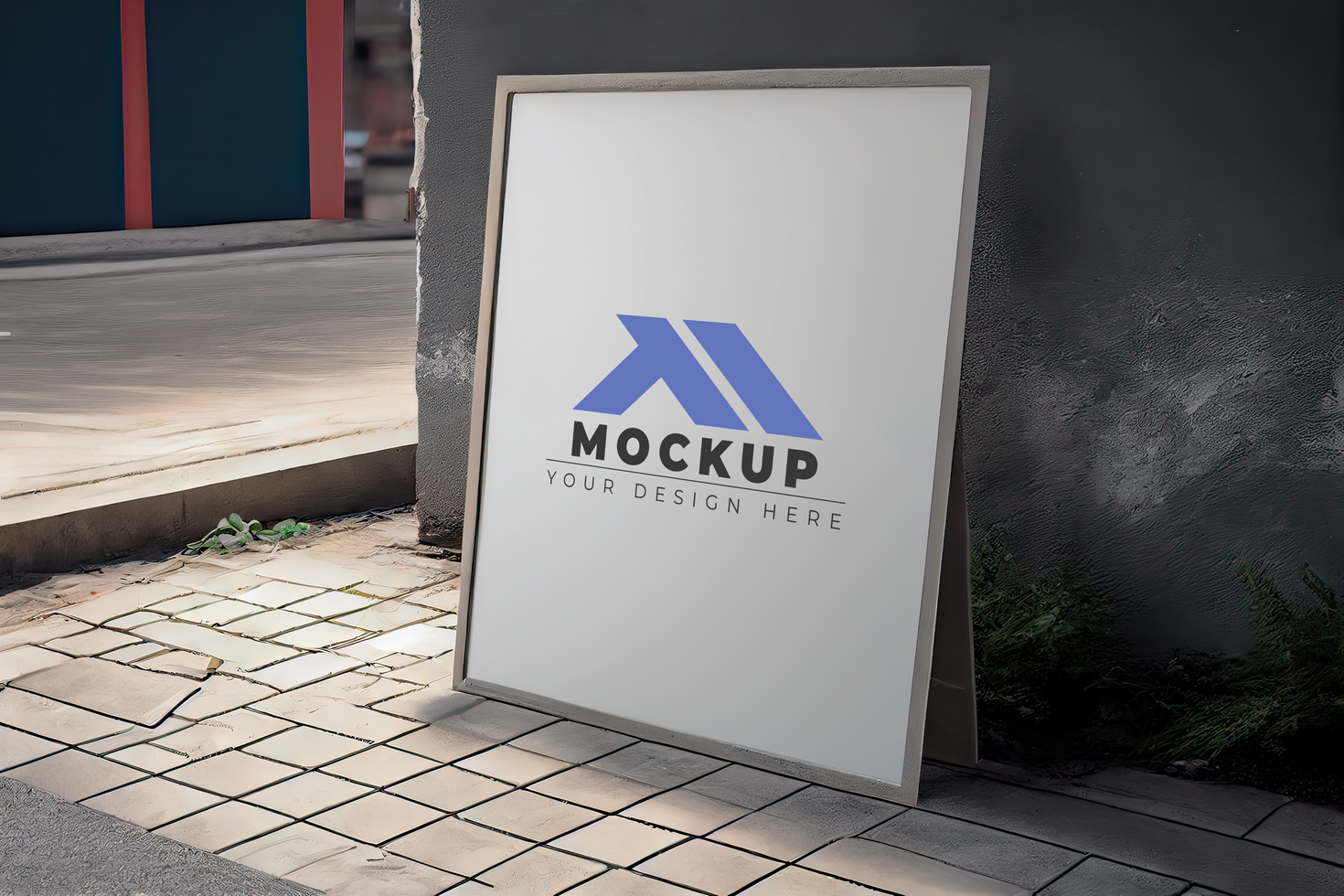 A mockup sign on the side of a street psd