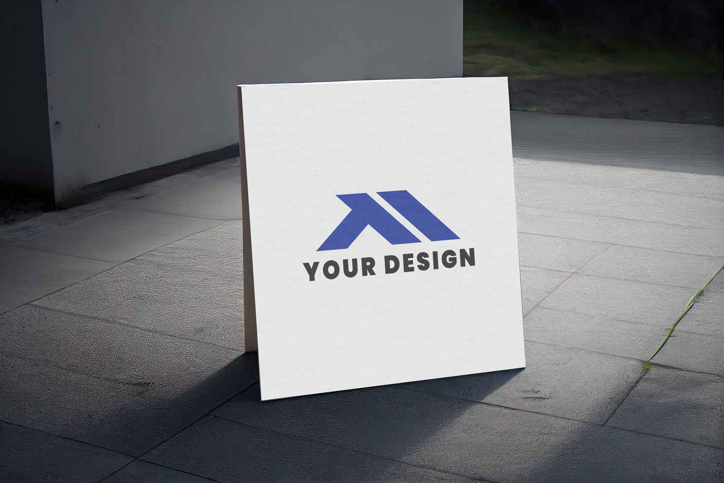 A white sign with the logo for your design psd