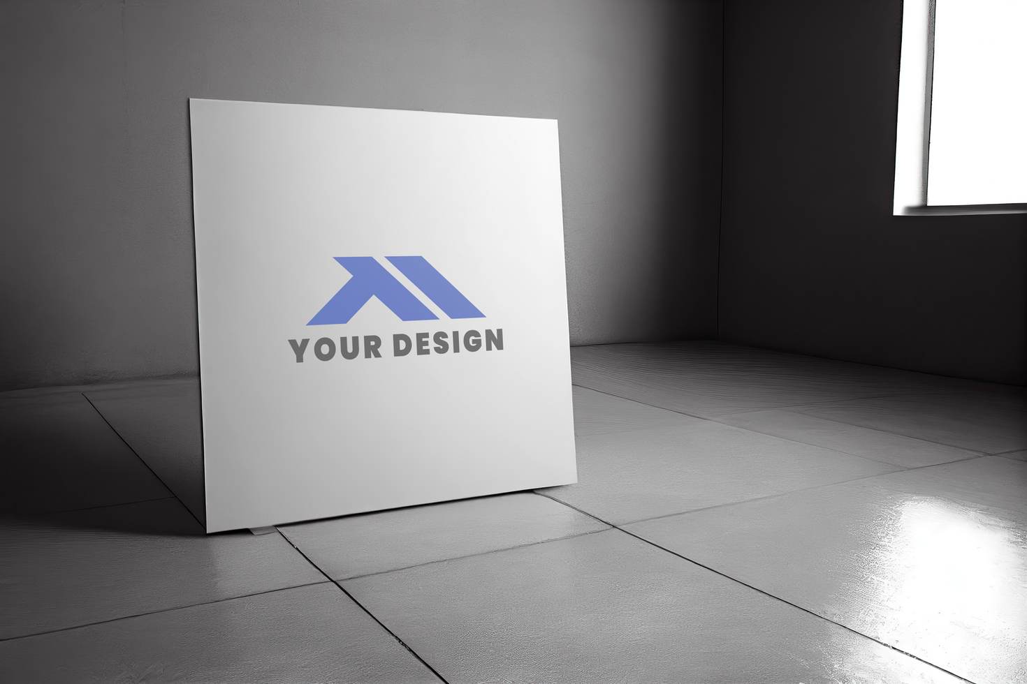 A white sign with the logo for your design psd