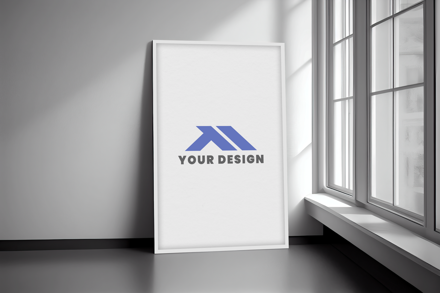 A white poster with the logo for your design psd