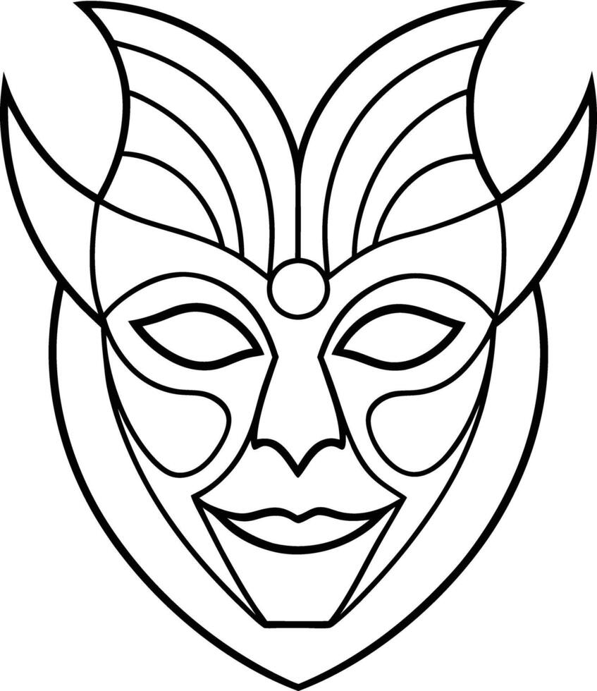 Contemporary Mask Designs Line Art vector