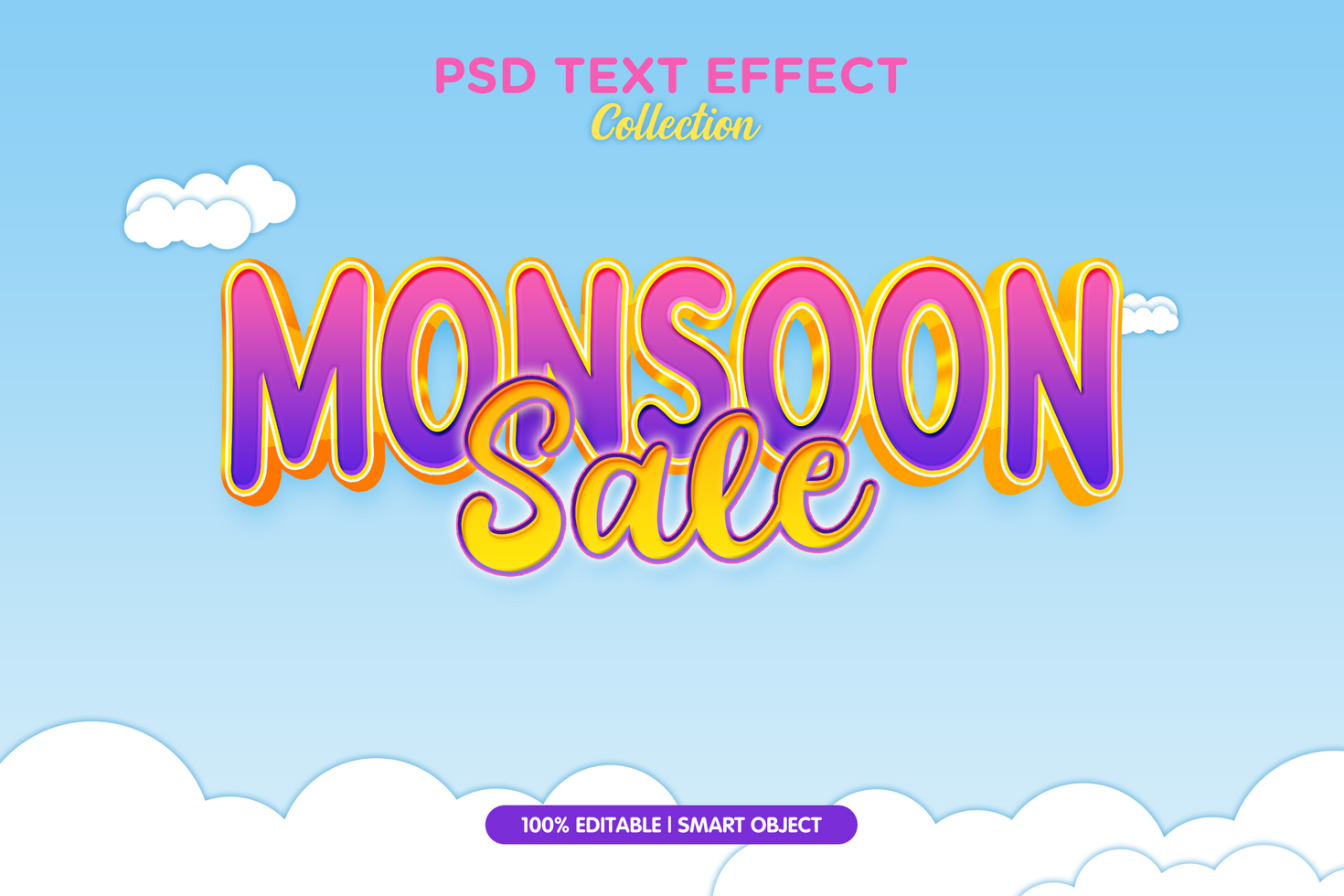 monsoon sale text effect promotion ads sale psd