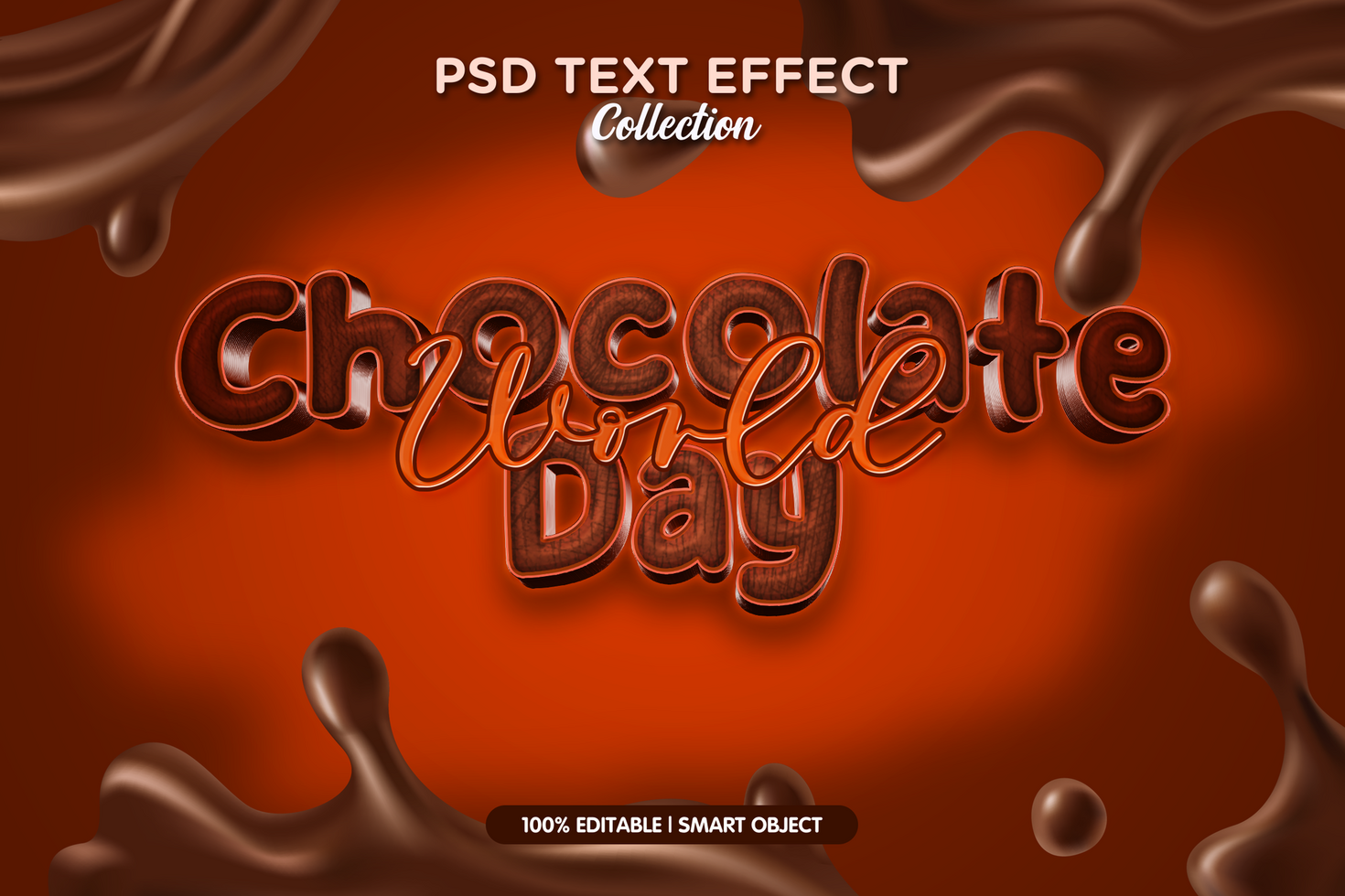 world choco day text effect psd