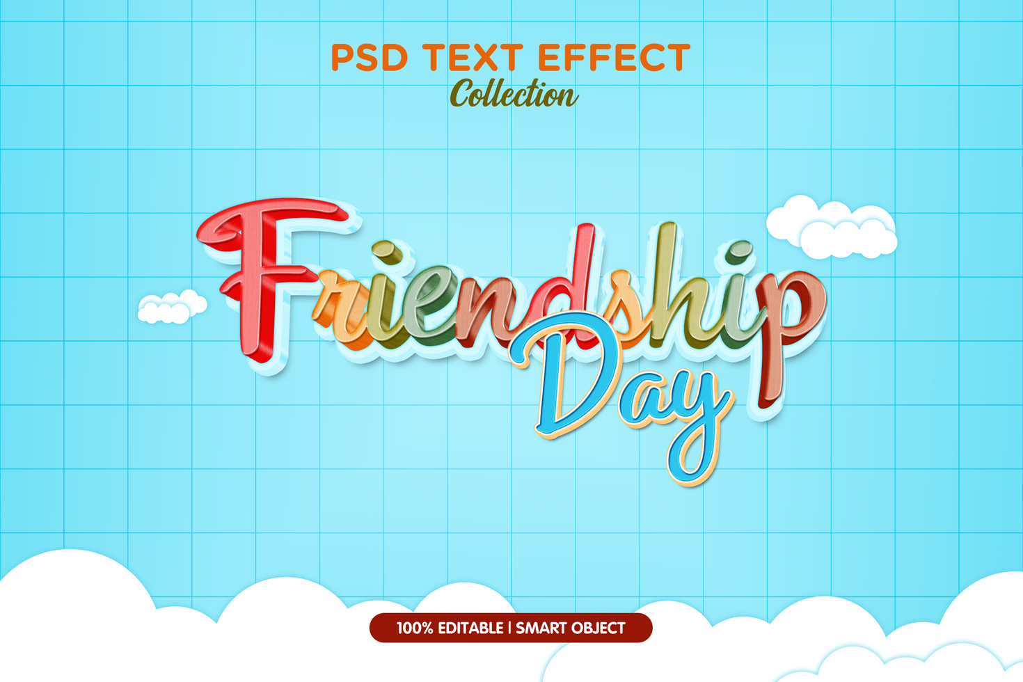 friendship text effect template psd