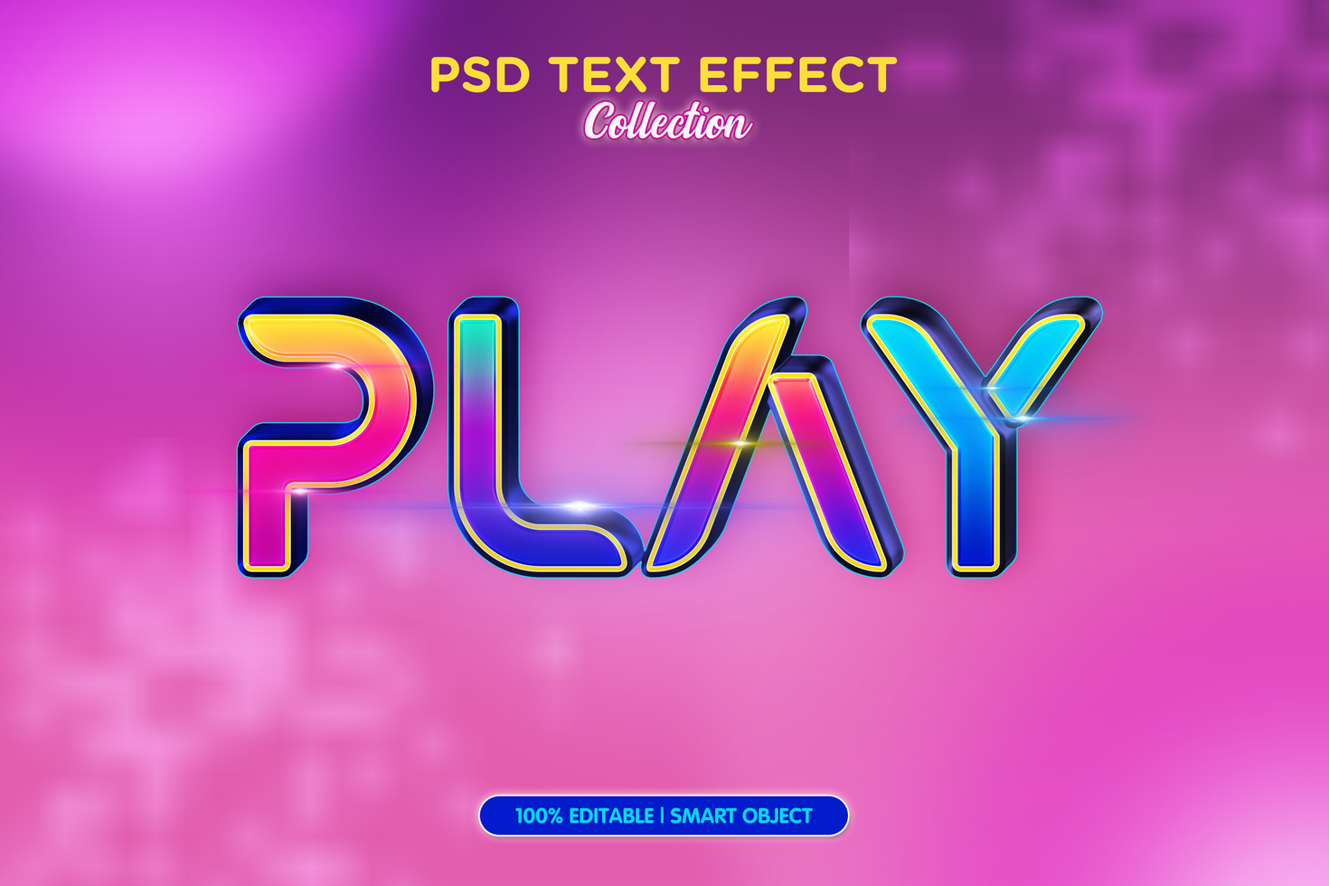 colorful play 3d text effect template psd