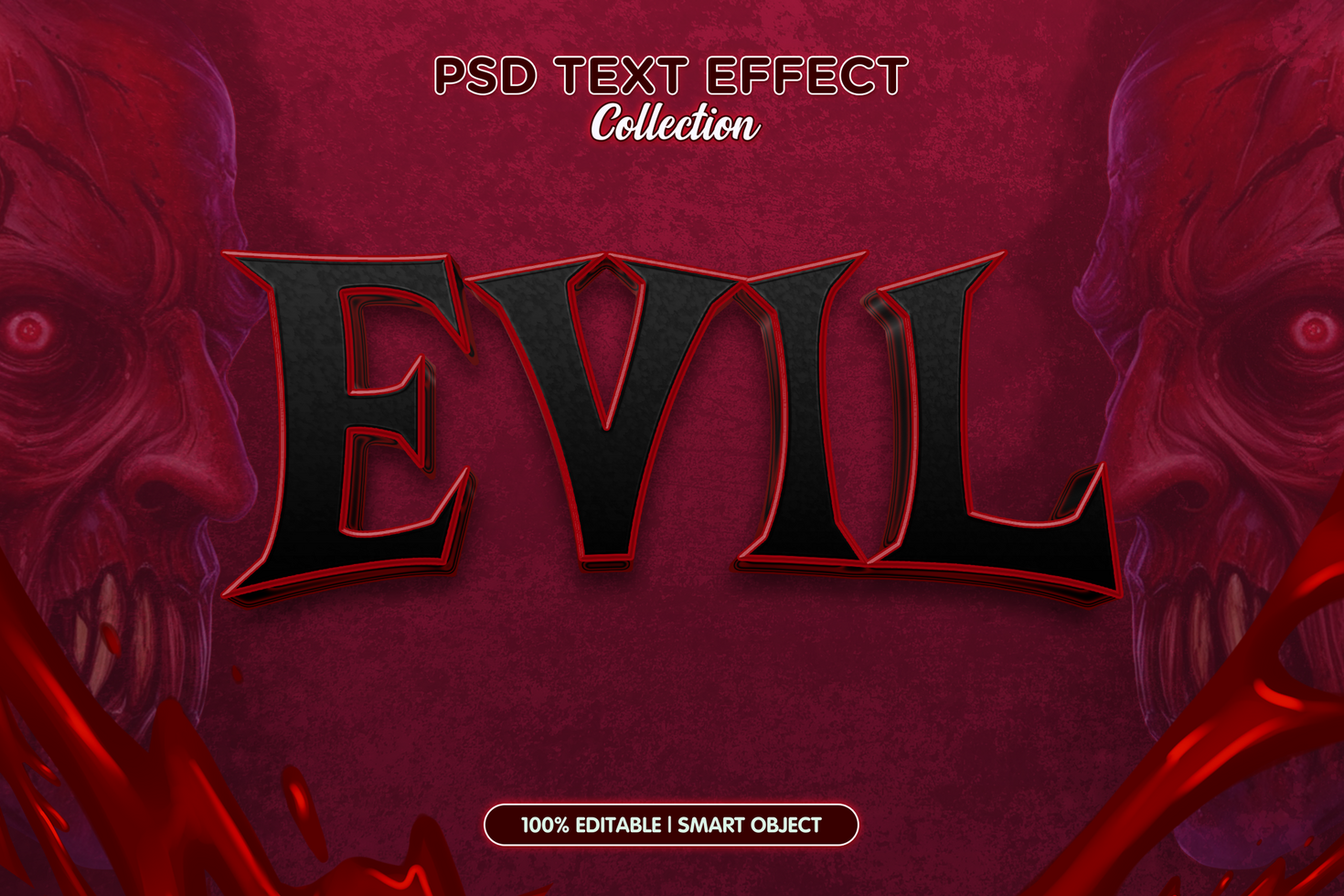 evil demon text effect template psd