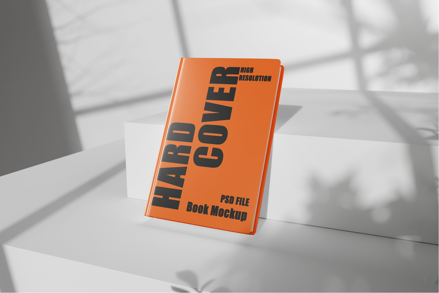 Editable book hard cover mockup isolated with concrete background and easy-to-use shadows psd