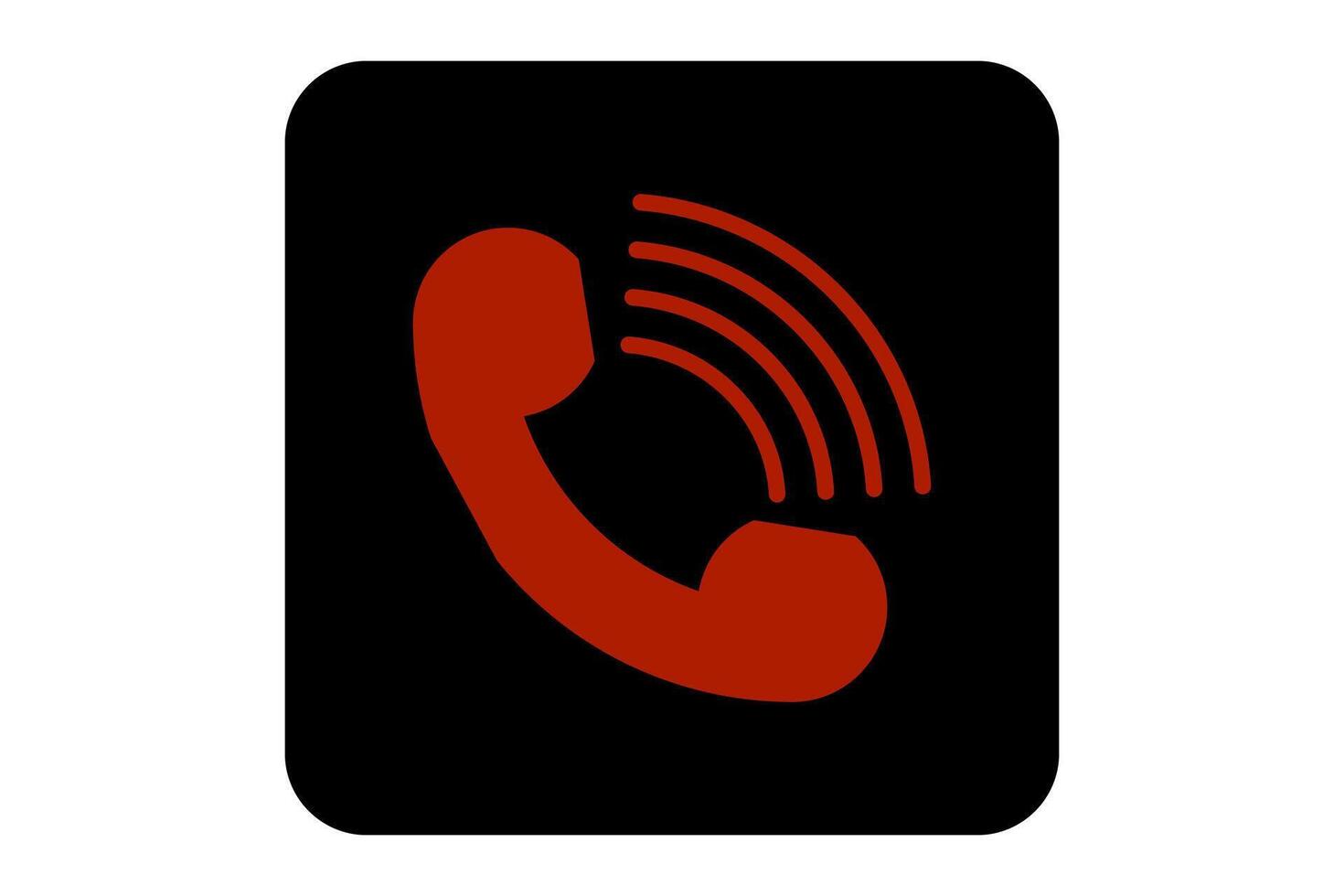 Old phone or telephone calling icon design red color rectangle rounded black color without background vector