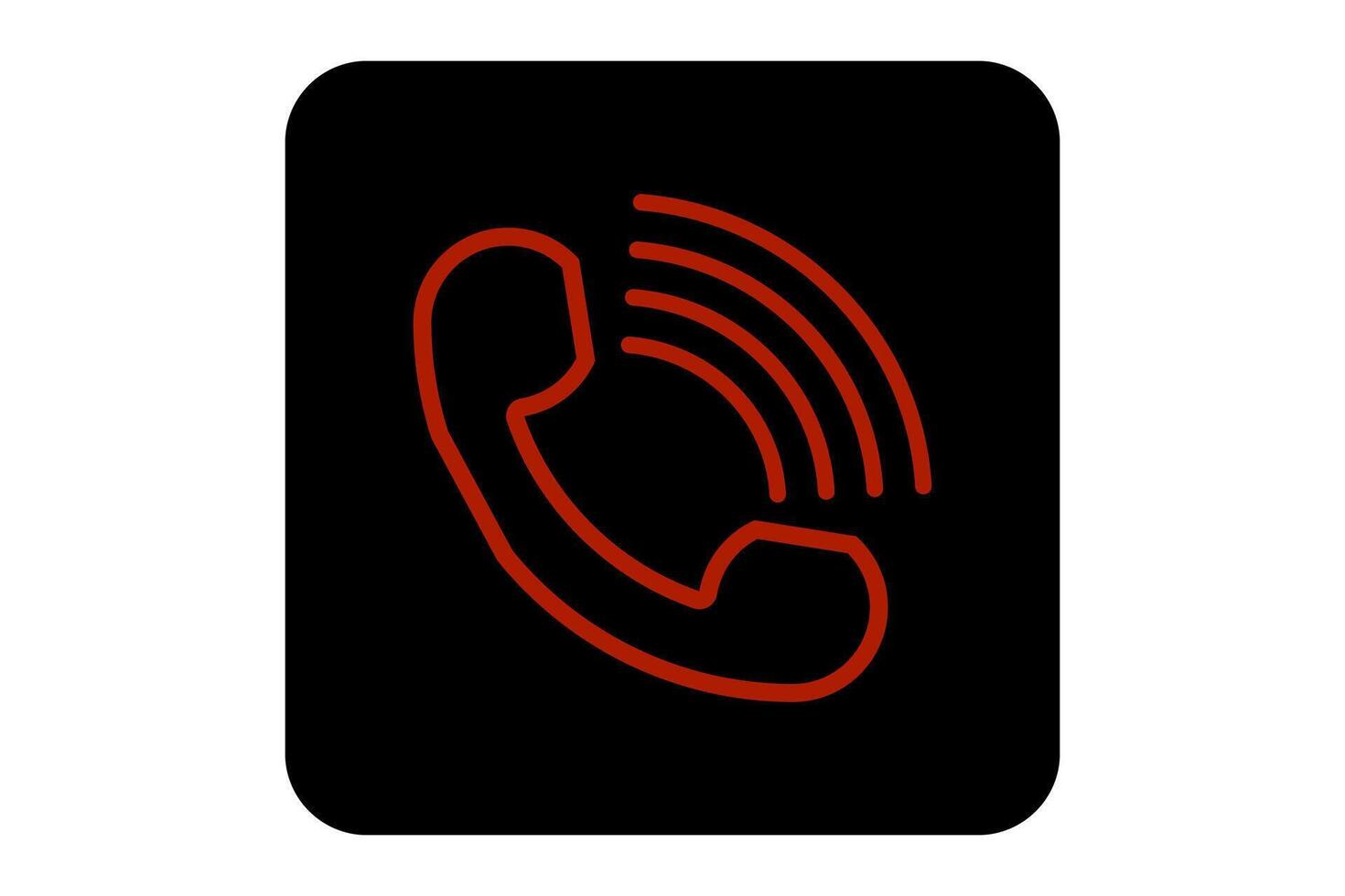 Old phone or telephone calling icon design red color rectangle rounded black color without background vector