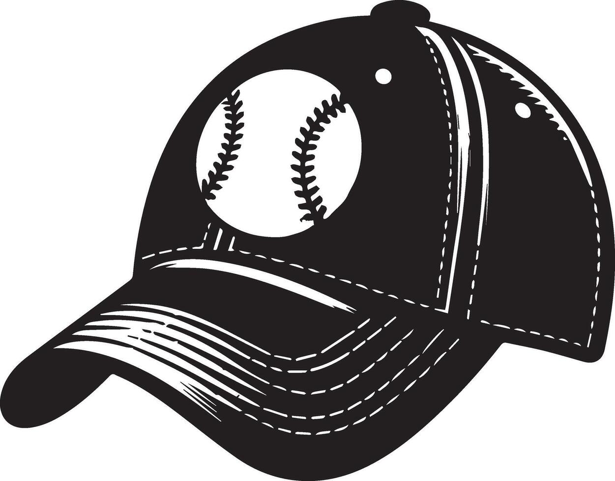 baseball cap with ball on it vector
