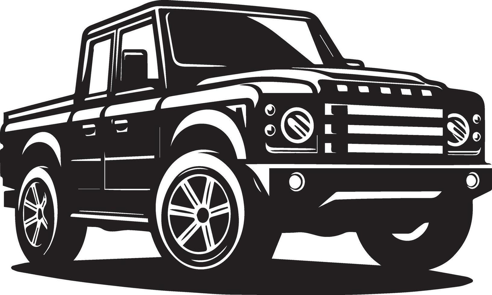 black and white illustration of a black and white truck vector