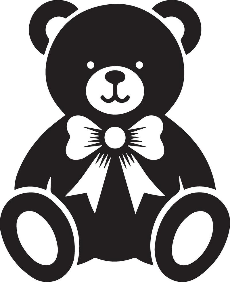 a black and white teddy bear with a bow on its head vector