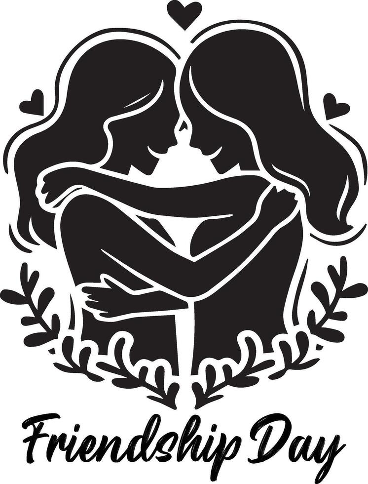 two women hugging and kissing in friendship day logo vector