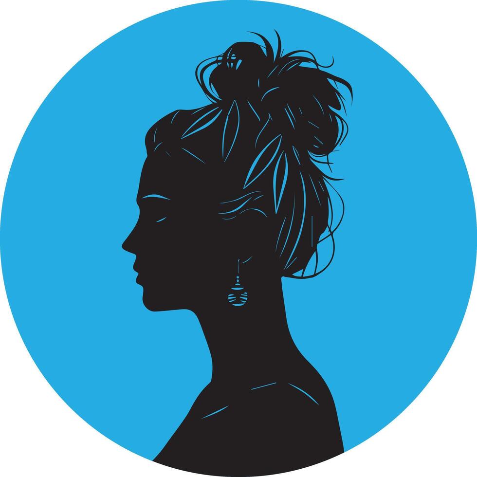 silhouette of a woman with a bun in her hair vector