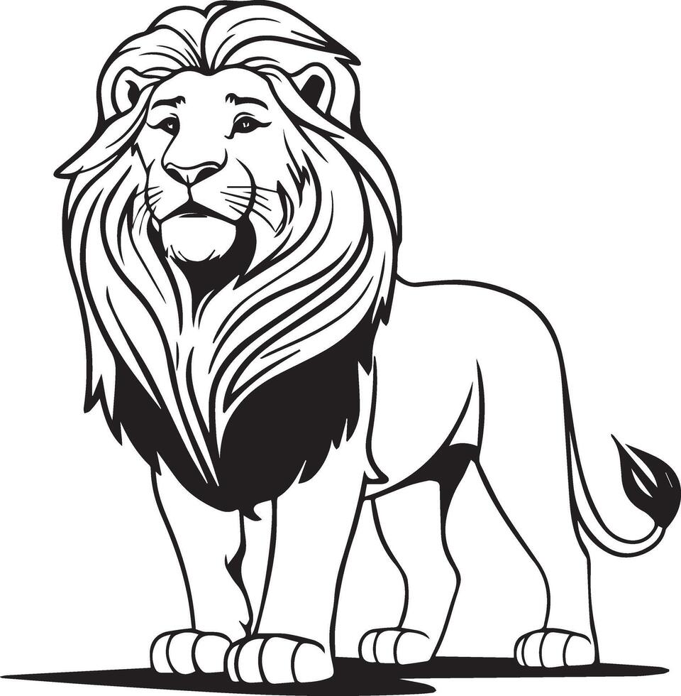 lion standing on white background illustration vector