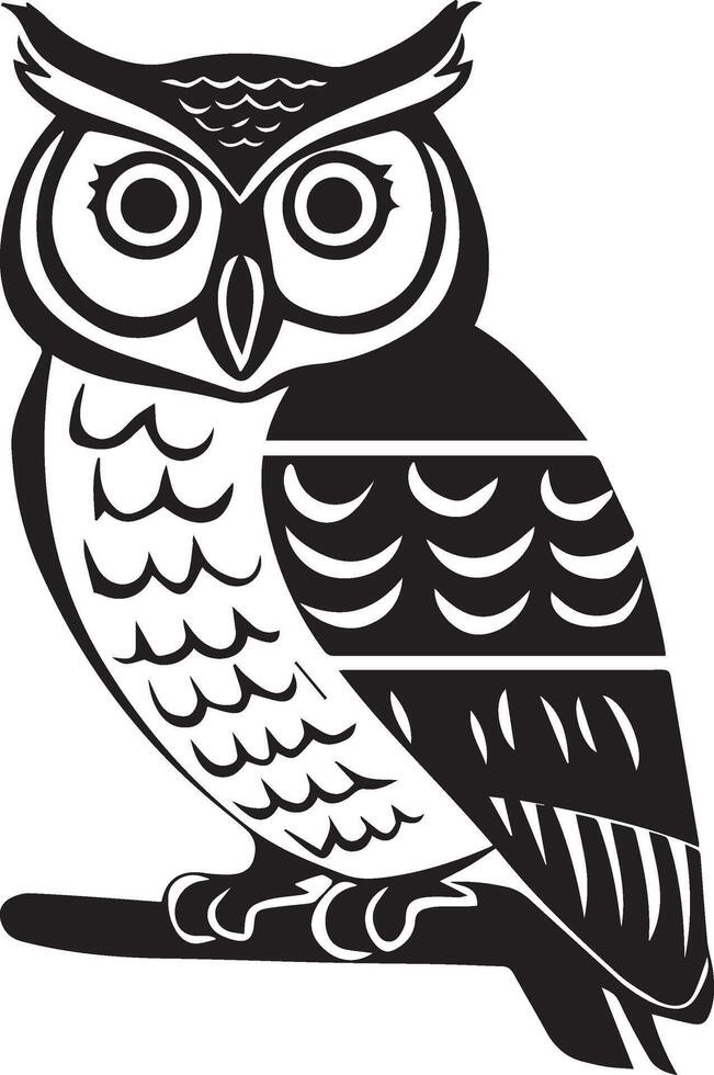 an owl is sitting on a branch with a white background vector