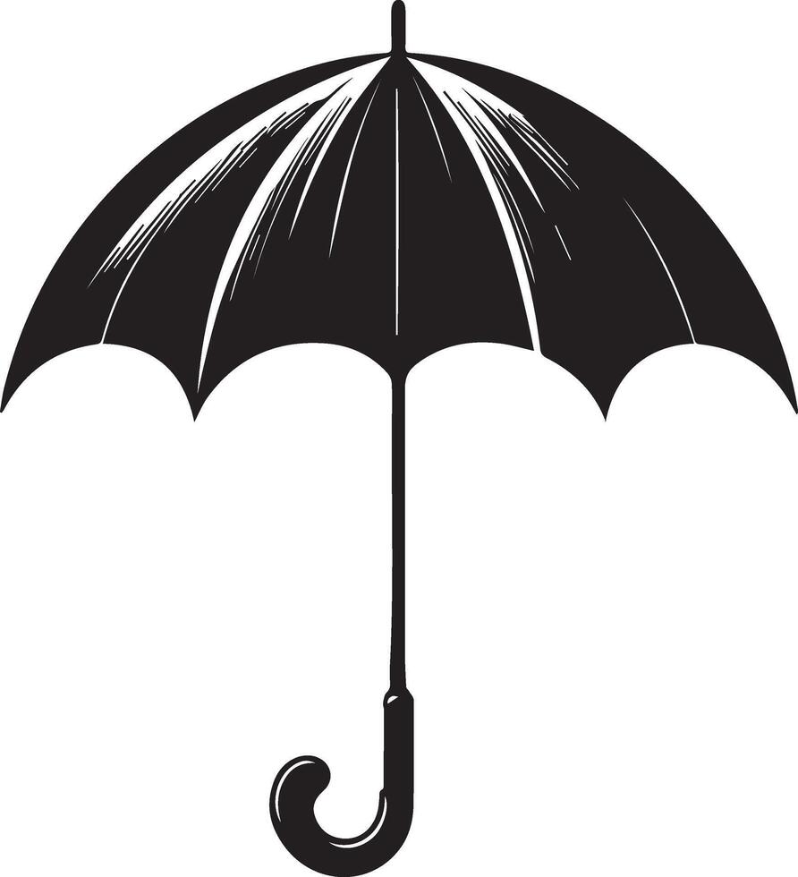 an umbrella is shown in black and white vector