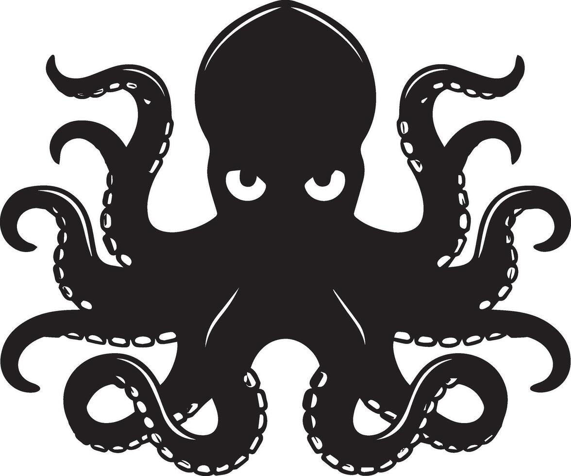 octopus silhouette on white background vector