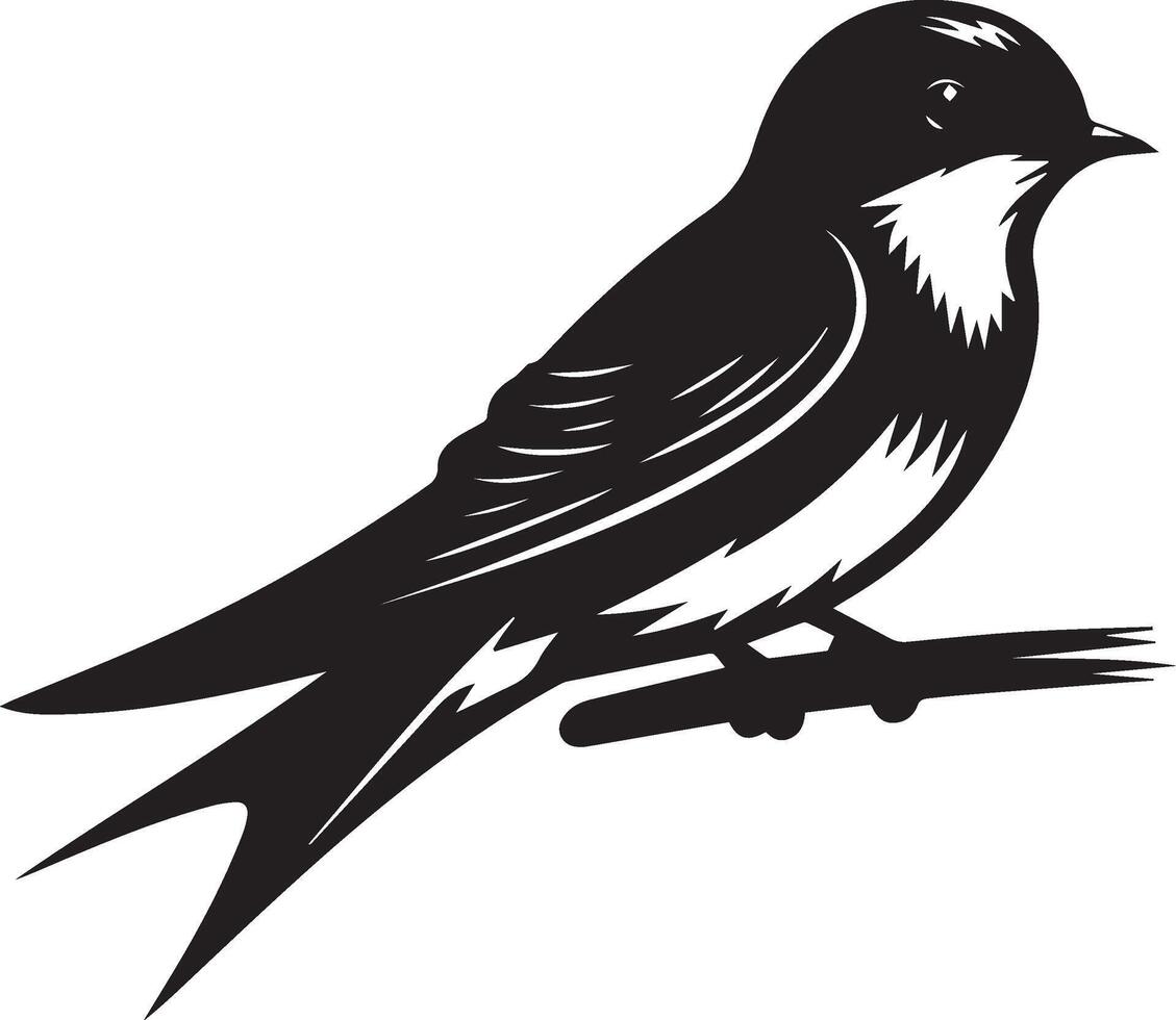 a black and white illustration of a swallow vector