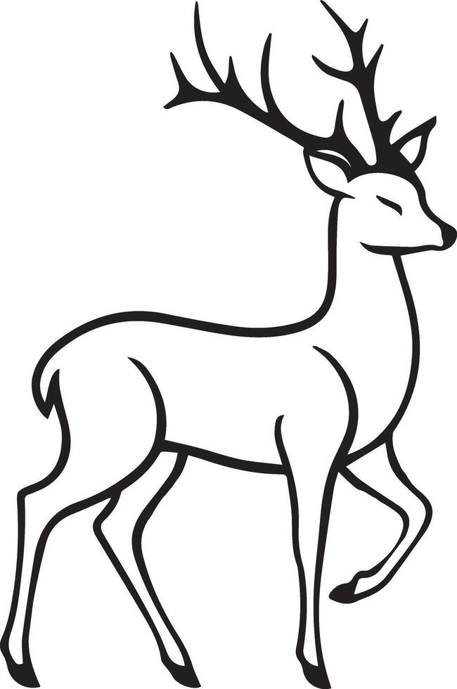a black and white drawing of a deer vector