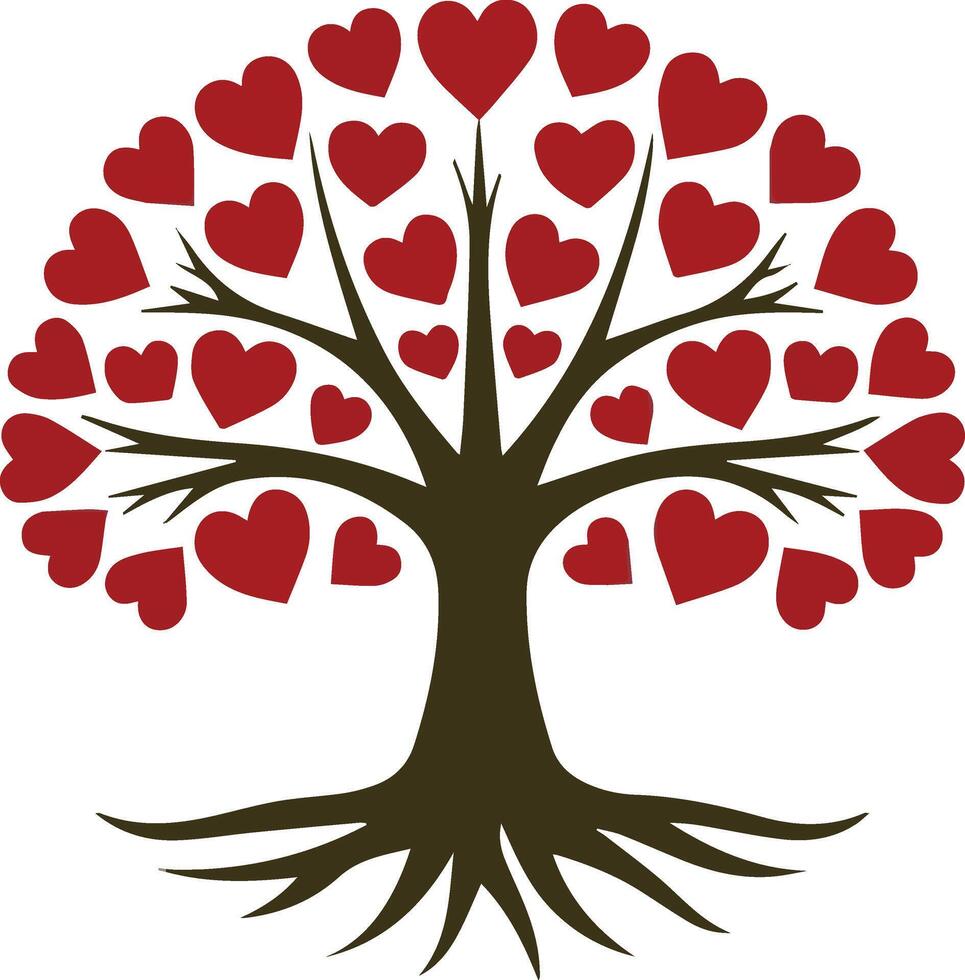 a tree with many hearts on it vector