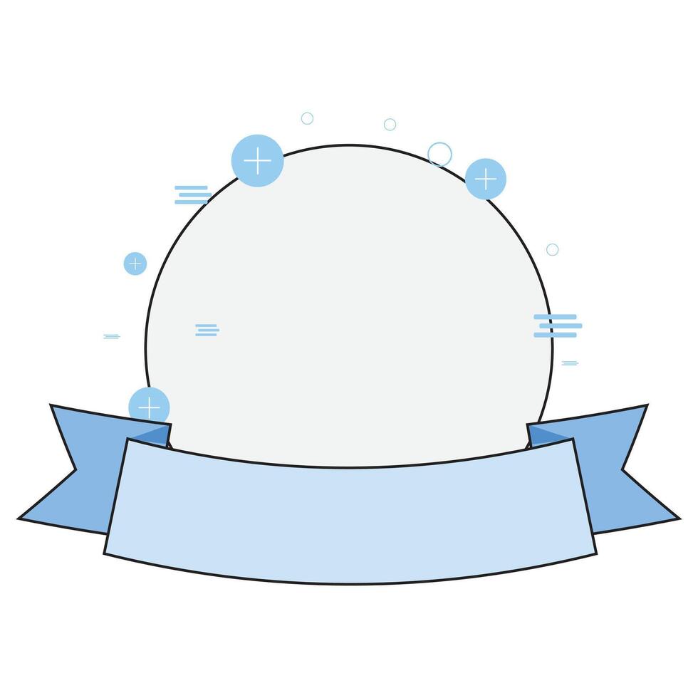 Blank circular emblem with a blue banner and simple blue abstract shapes for customisation vector