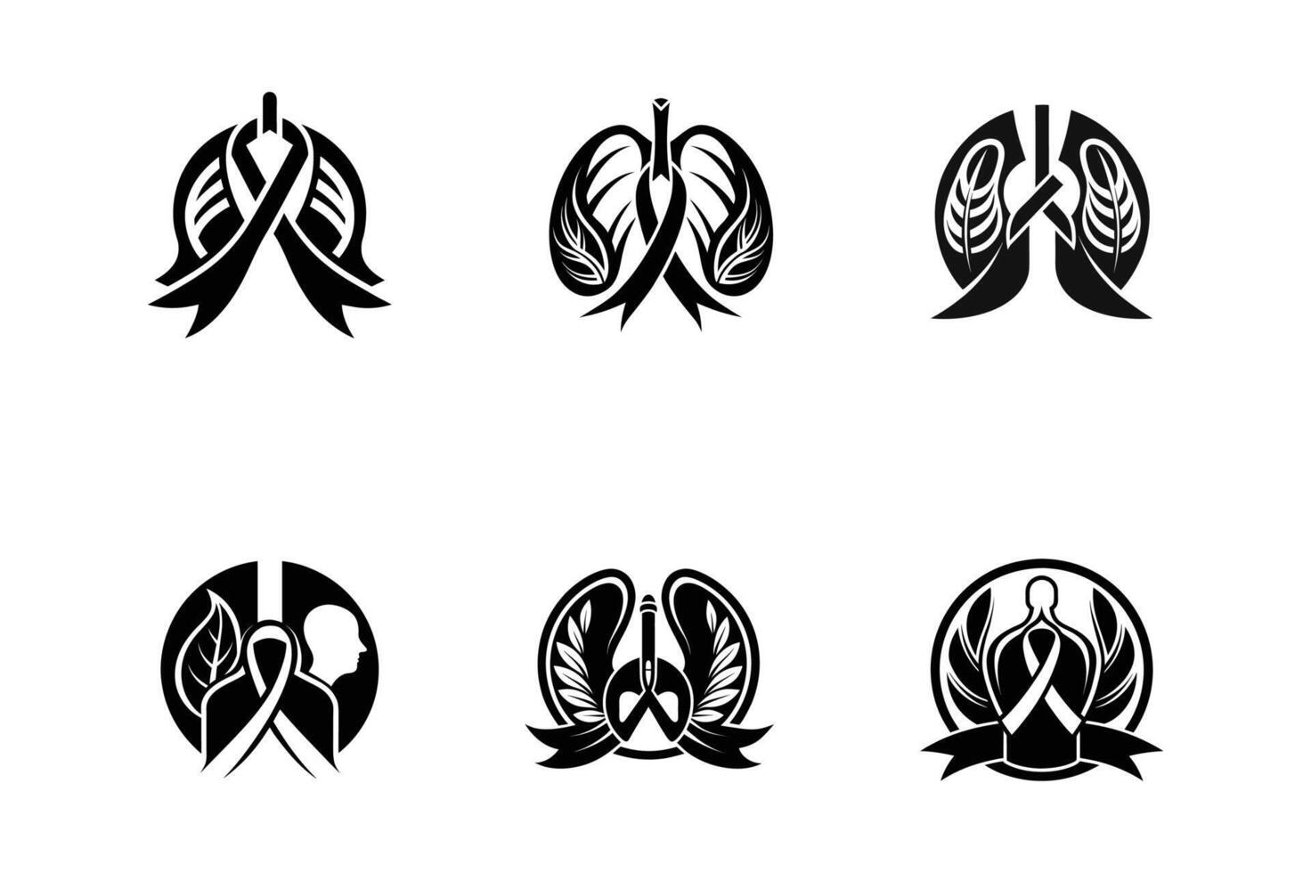 set of Lung Cancer Awareness Silhouette for Health and Wellness Branding vector