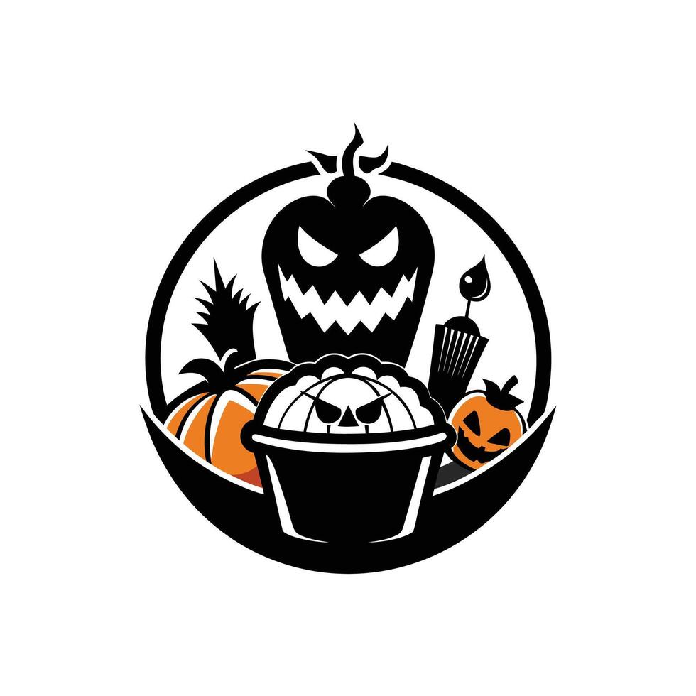 Frightful Halloween-Themed Food Silhouette for Catering and Event Logos vector