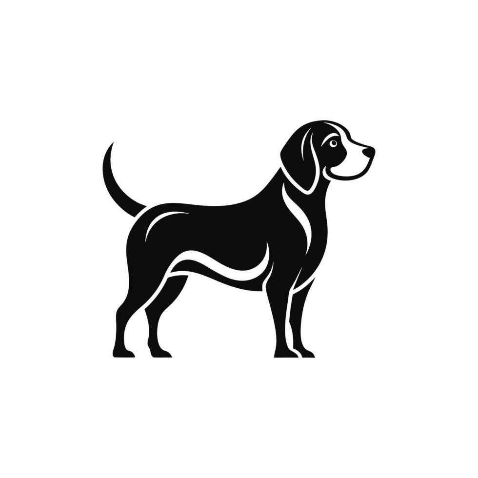 Curious and Playful Beagle Silhouette for Pet-Themed Logos vector