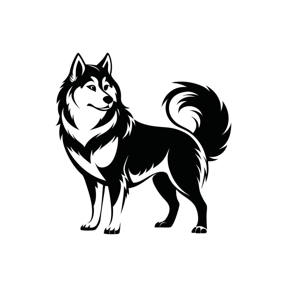 Loyal and Majestic Alaskan Malamute Silhouette for Branding vector