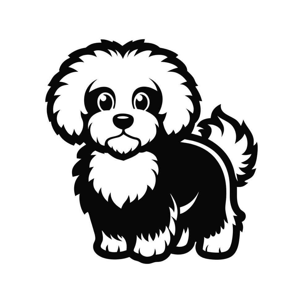 Friendly Bichon Frise Silhouette for Dog Training Service Branding vector