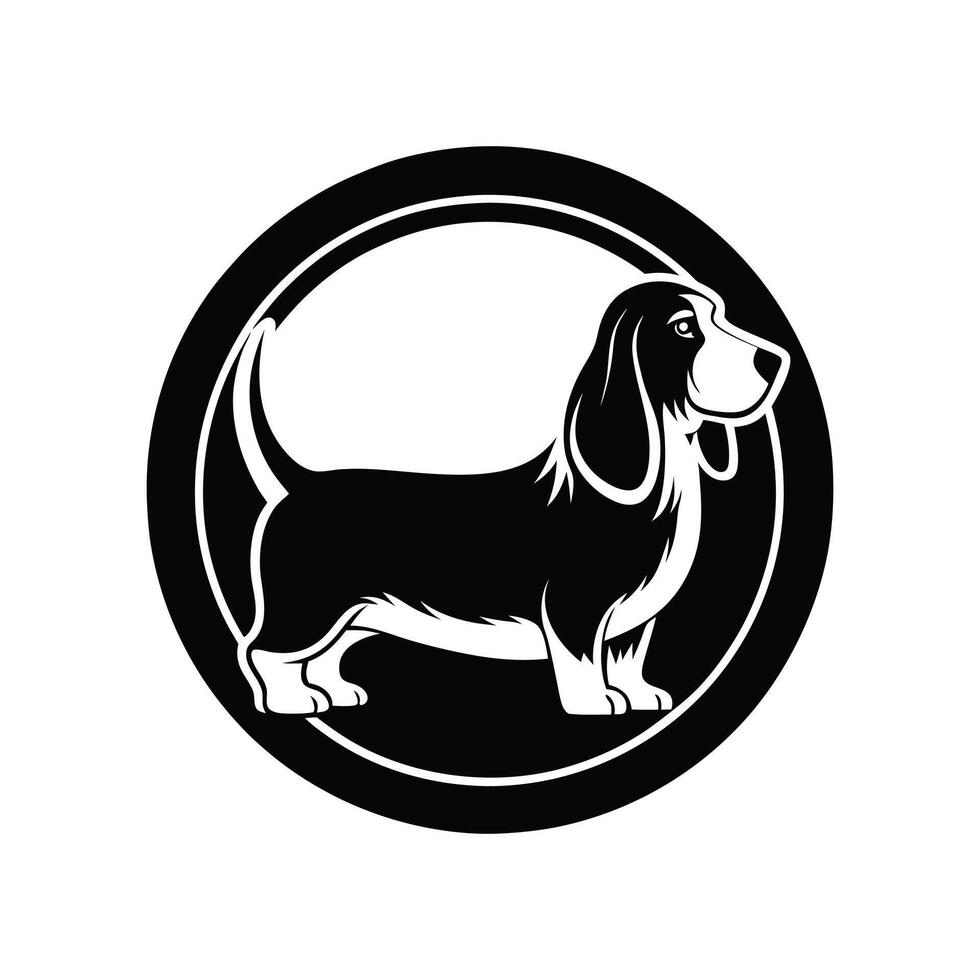 Classic Bassett Hound Dog Silhouette for Simple Logo Design vector