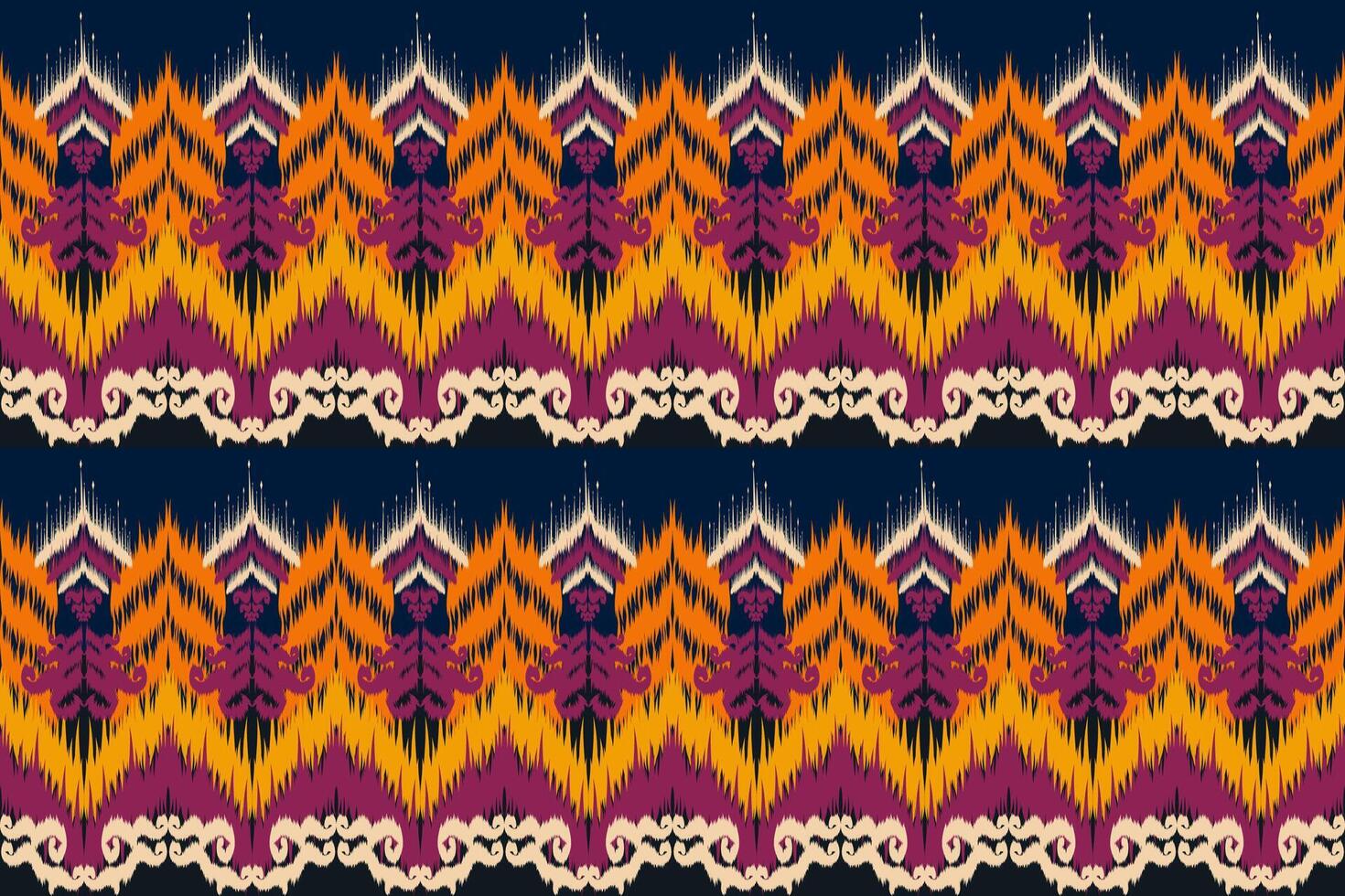 Asian Traditional Textile Vibrant Ethnic Ikat Pattern Fabric Seamlessly Blends Culture and Craft. vector