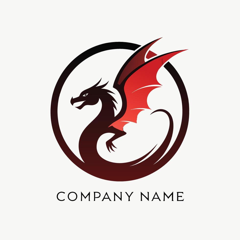 dragon logo circle elegant glamour vector