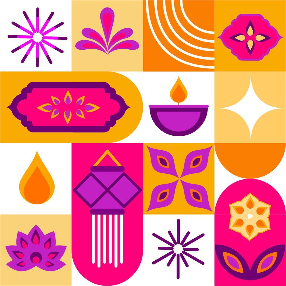 Happy Diwali, festival of light. Modern geometric seamless pattern. concept minimalist design vector