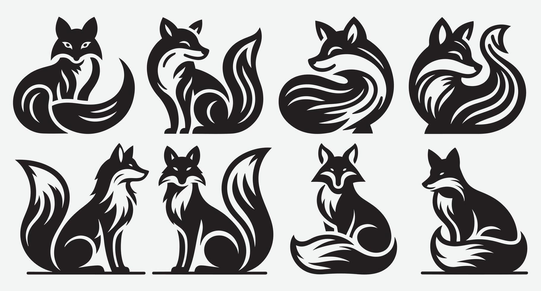 Customizable Fox Silhouette Bundle for Unique Merchandise Ideas vector