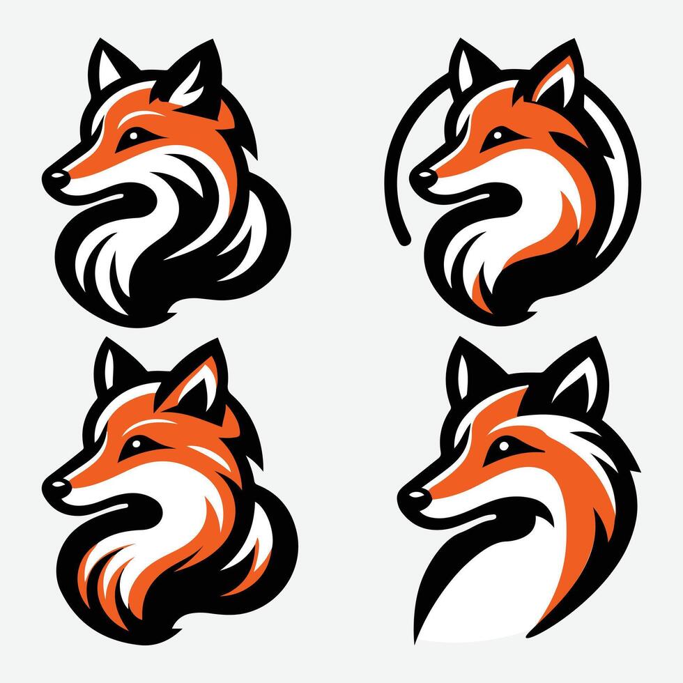 Dramatic Fox Head Silhouette Illustrations for Rustic Decor vector