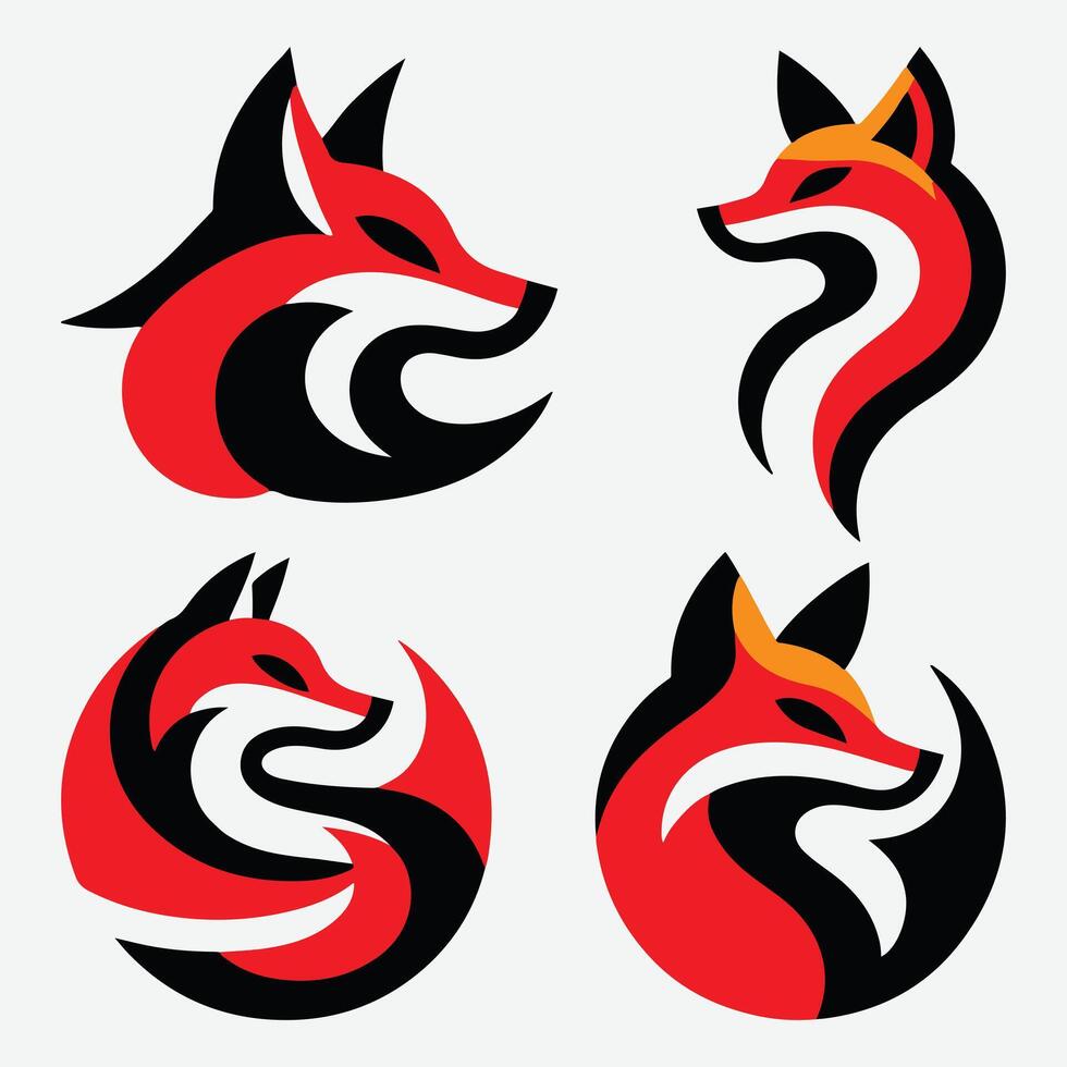 Refined Fox Head Silhouette Vectors for Nature Themes
