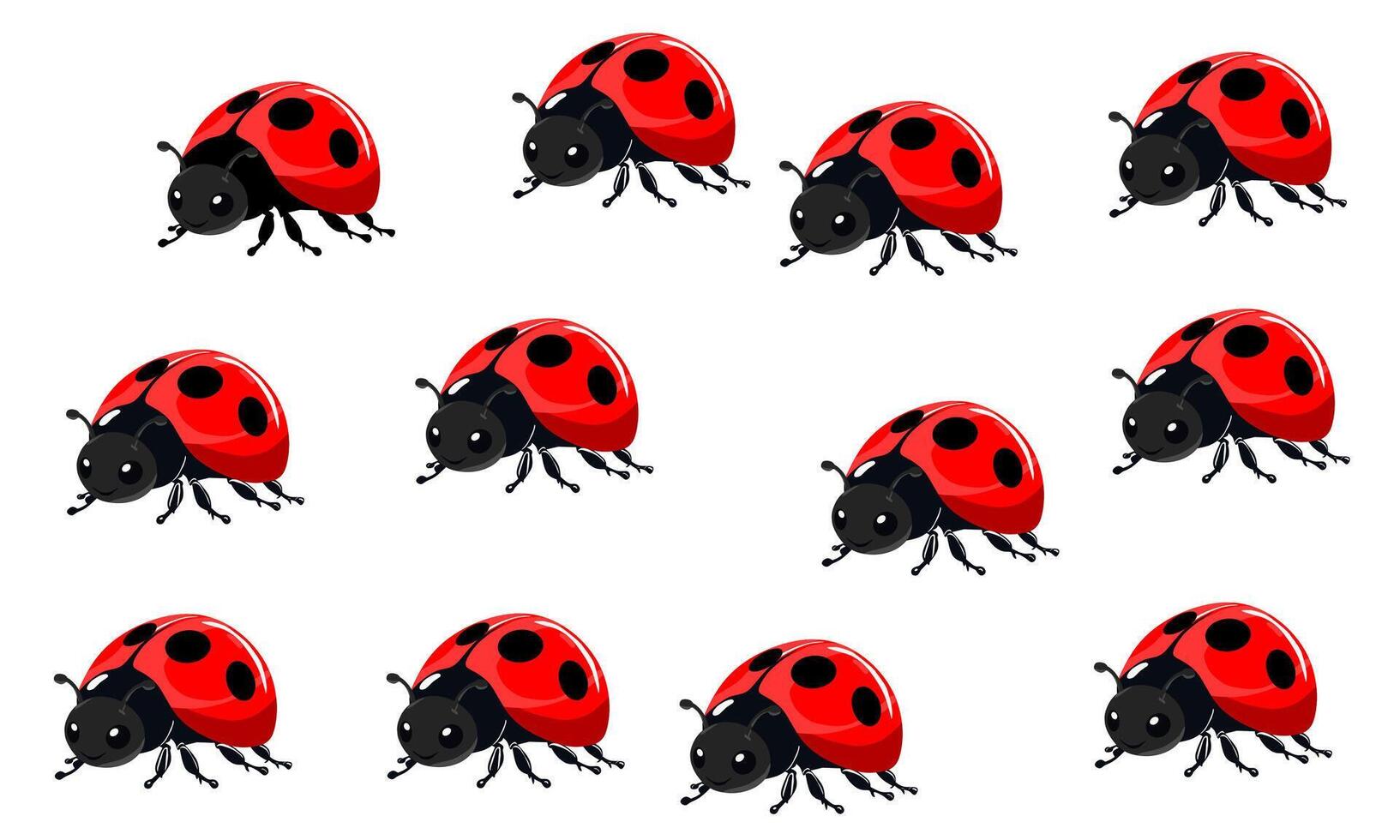 ladybugs pattern are shown in a row on a white background vector
