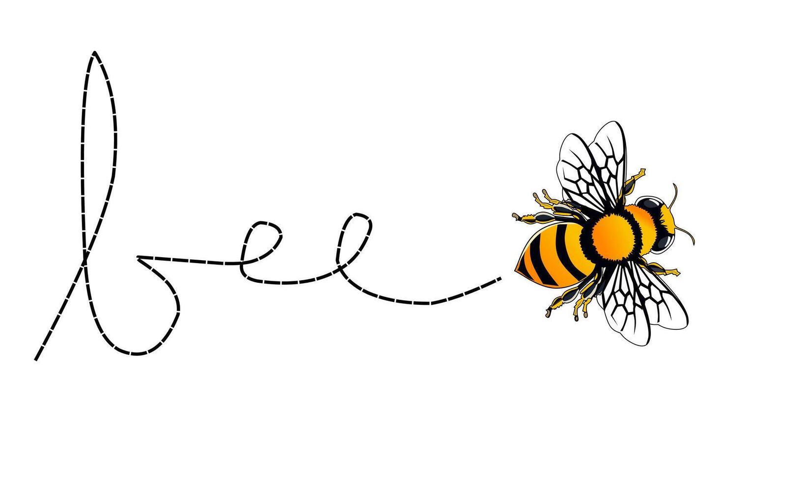 bee logo with line bee vector