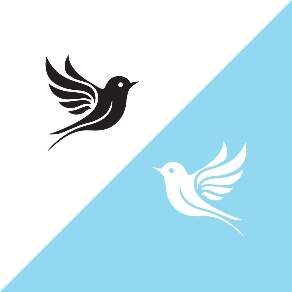 Illustration of flying bird silhouette icon in black and white vector