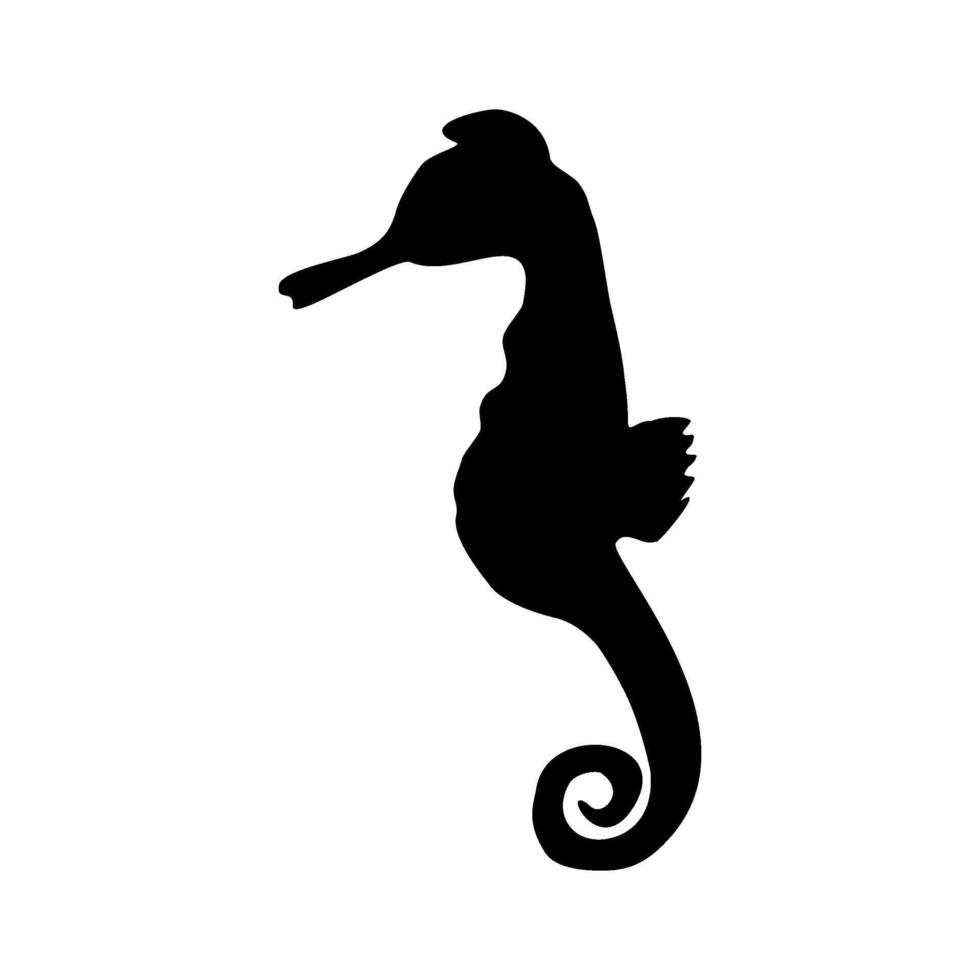Black silhouette seahorse vector