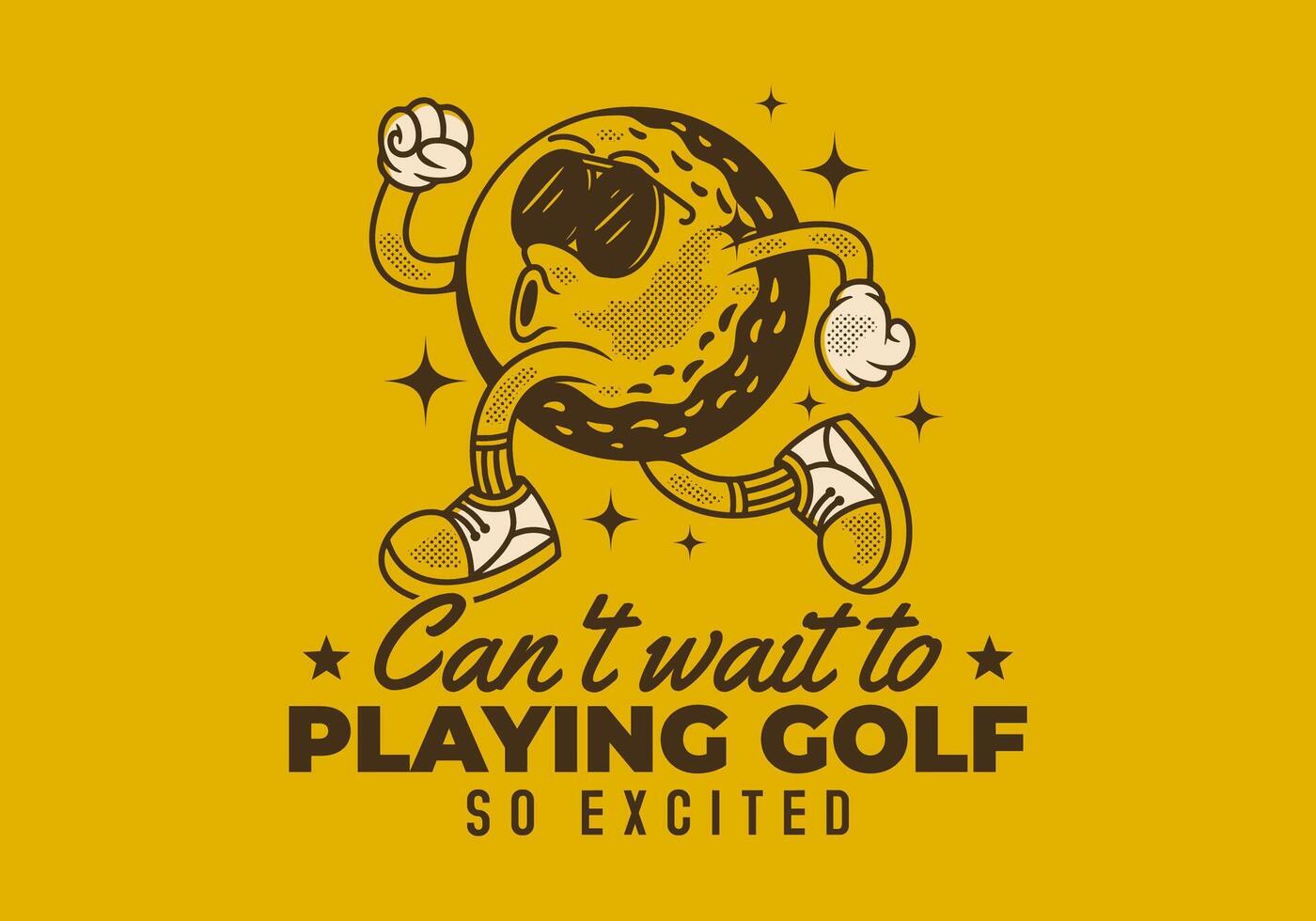 Cant't wait to playing golf. Vintage Retro character of golf ball in running pose vector