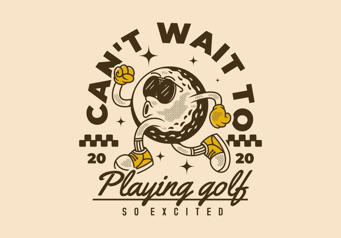 Cant't wait to playing golf. Retro character of golf ball in running pose. good for cutting sticker vector