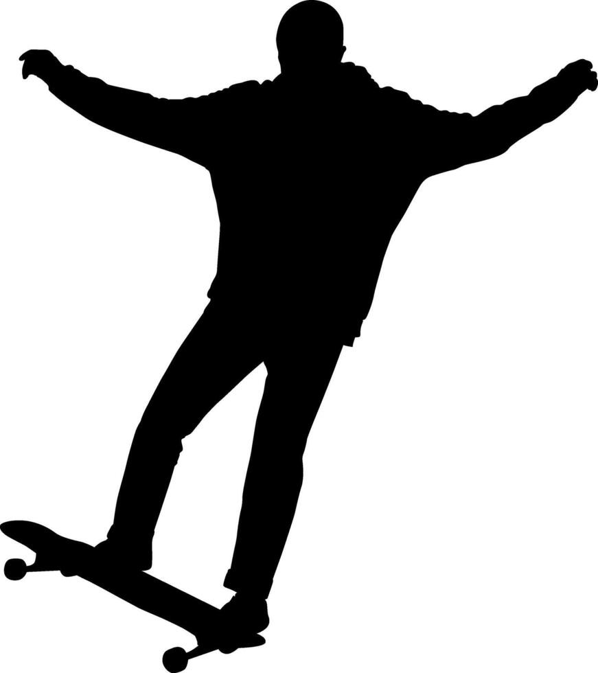 Silhouette black man skateboard simple design vector