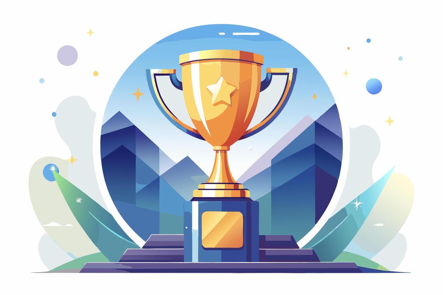 Golden Champion Trophy Icon for Awards, Rewards, and Achievements with a Premium Gold Background Design vector