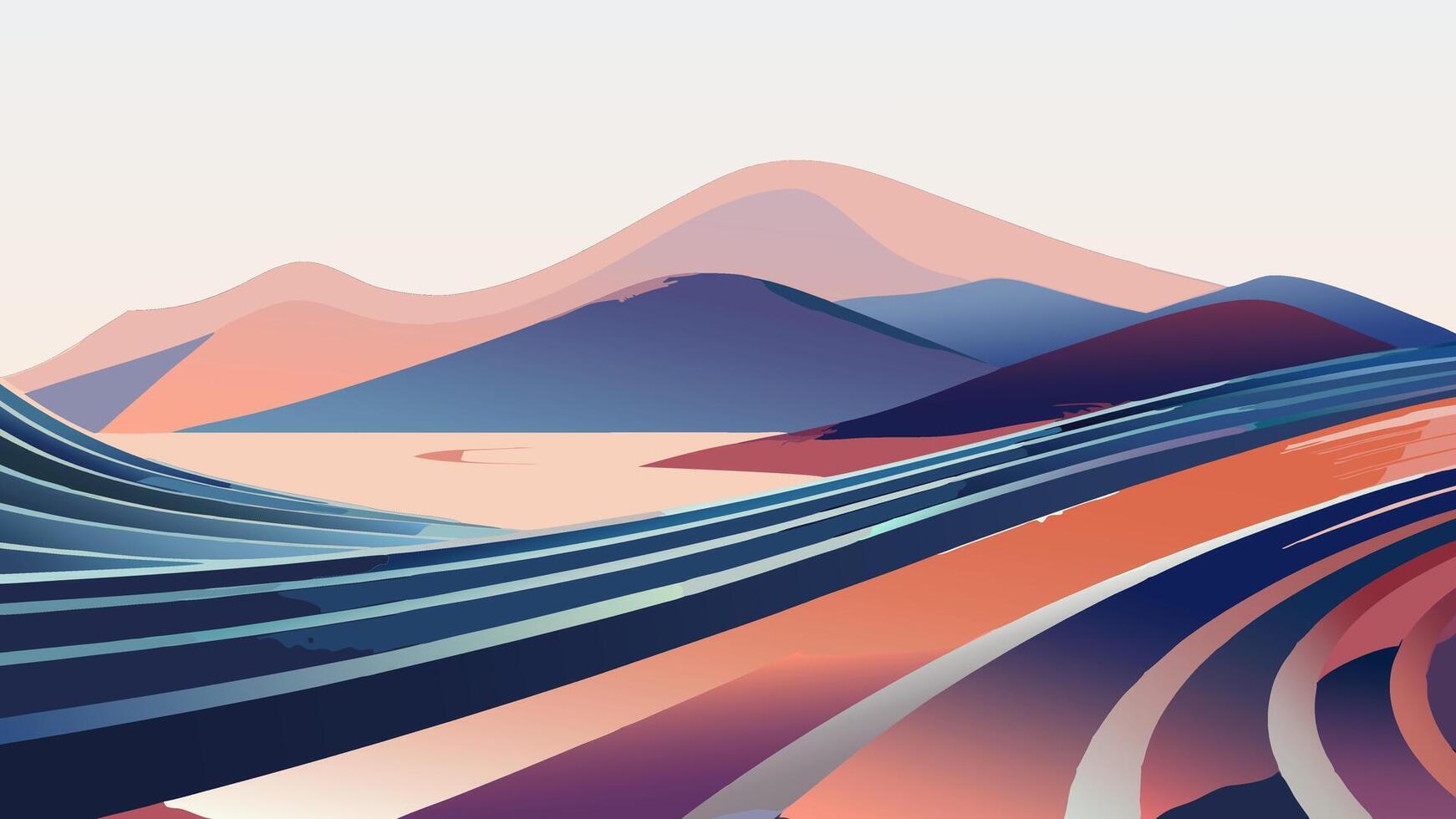 Light PInk Desert Landscape Background in Warm colors. Sand Dunes. vector